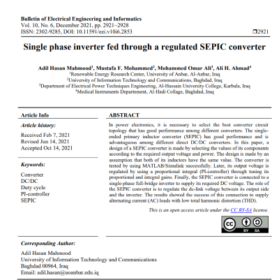 Publication of scientific article in Scopes index