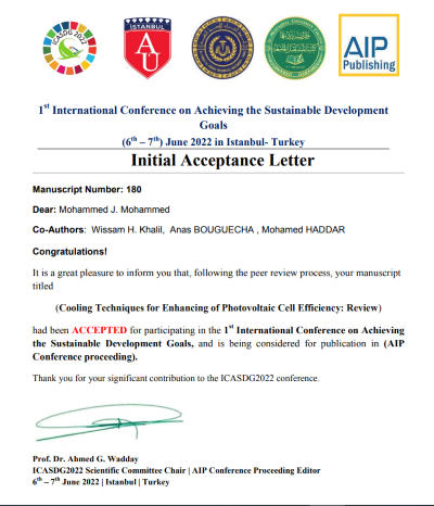 Participation in the first international conference on sustainable development goals